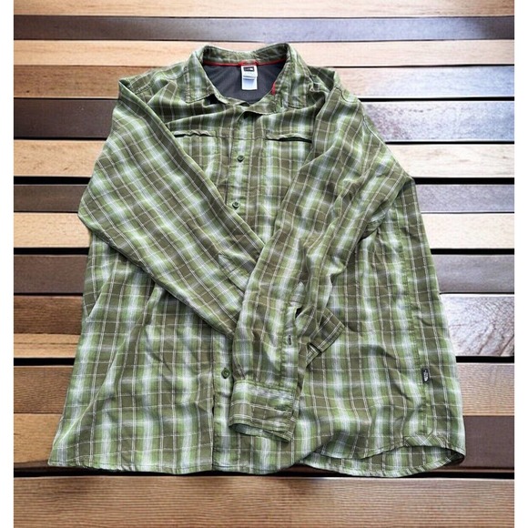 The North Face Button Shirt XL Green Plaid Modal Poly Long Sleeve Extra Large - Picture 1 of 7